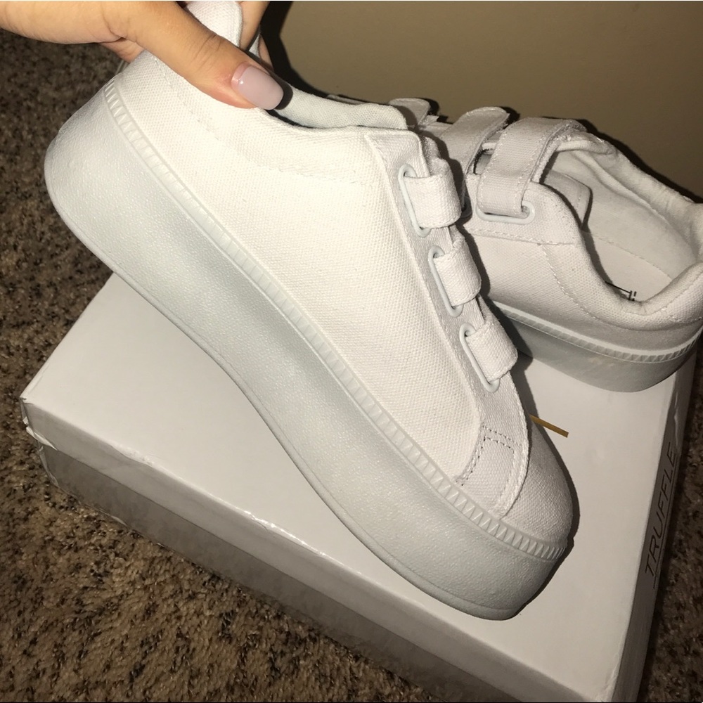 White Platform Velcro Sneakers